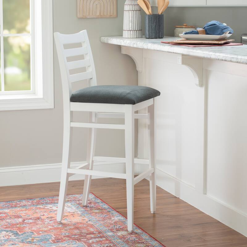 Hetrick White Beechwood 30-Inch Bar Stool (Set of 2)