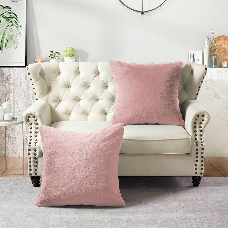 Serenta Heavy Fauxfur Pillow Shell 2 PC Set, NO INSERT - 26" x 26" - Rose Smoke