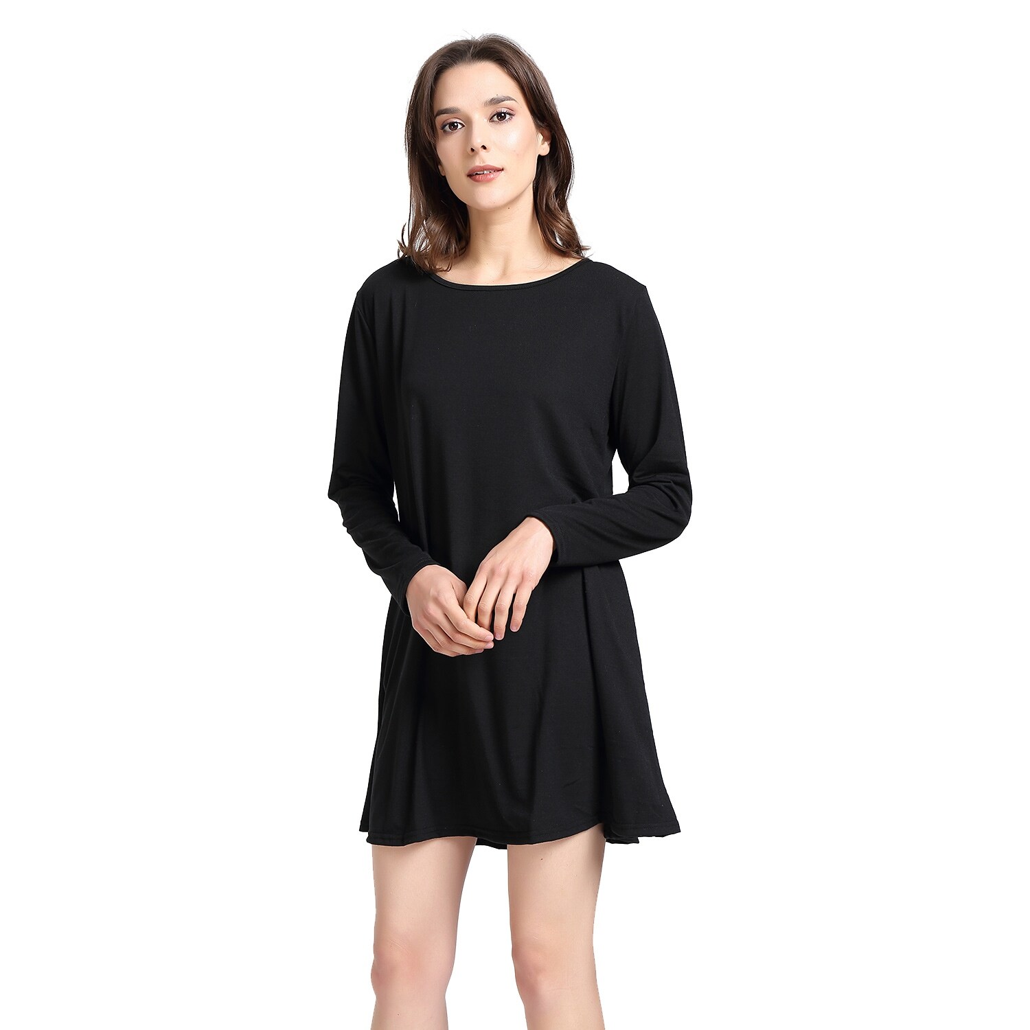 Shop Orvisinc Women S Casual Plain Simple Loose Dress Black T