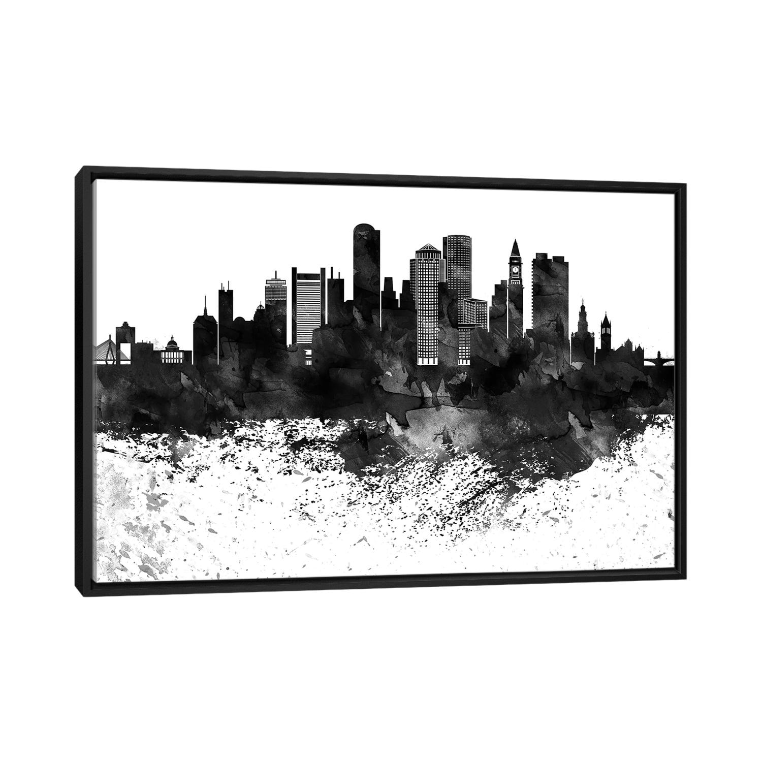 Louisville Black & White Drops Skyline - Canvas Print Wall Art by WallDecorAddict ( places > North America > United States > Kentucky > Louisville Art