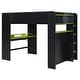 preview thumbnail 20 of 43, Full Size Wood Bunk Bed with Height-Adjustable Desk, Wardrobe, Ample Storage Space and RGB Light