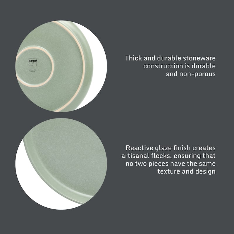 Gibson Elite Pasco (Service for 4) Plates and Double Bowl Reactive Glaze Stoneware Ceramic Dinnerware Set