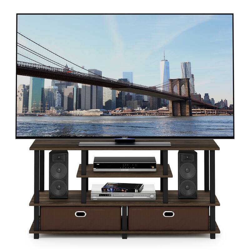 Furinno JAYA Large TV Stand for up to 50-Inch TV with Storage Bin