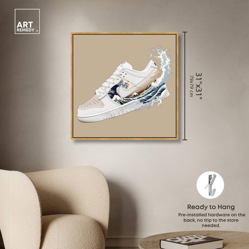 Great Wave Sneaker Splash Canvas by Art Remedy
