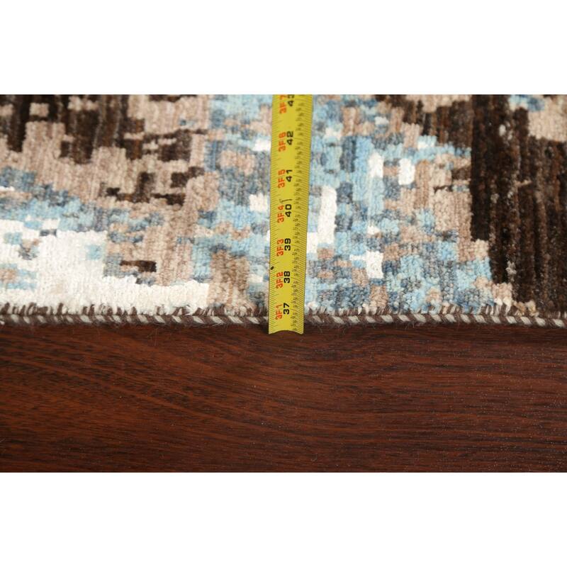 Wool/ Silk Vegetable Dye Oriental Abstract Runner Rug Hand-knotted - 2'7" x 9'10"