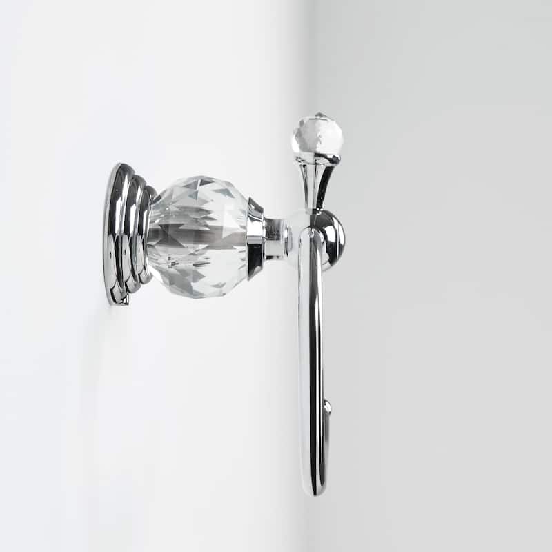 Chrome Towel Ring With Crystal Handle - Elegant Wall-Mounted Bathroom Hand Towel Holder - 5.12'' H X 3.74'' W X 7.48'' D - 5.12'' H X 3.74'' W X 7.48'' D