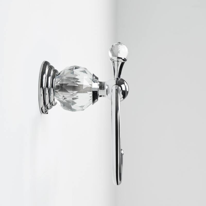 Elegant Wall-Mounted Towel Ring With Crystal Handle - 5.12'' H X 3.74'' W X 7.48'' D
