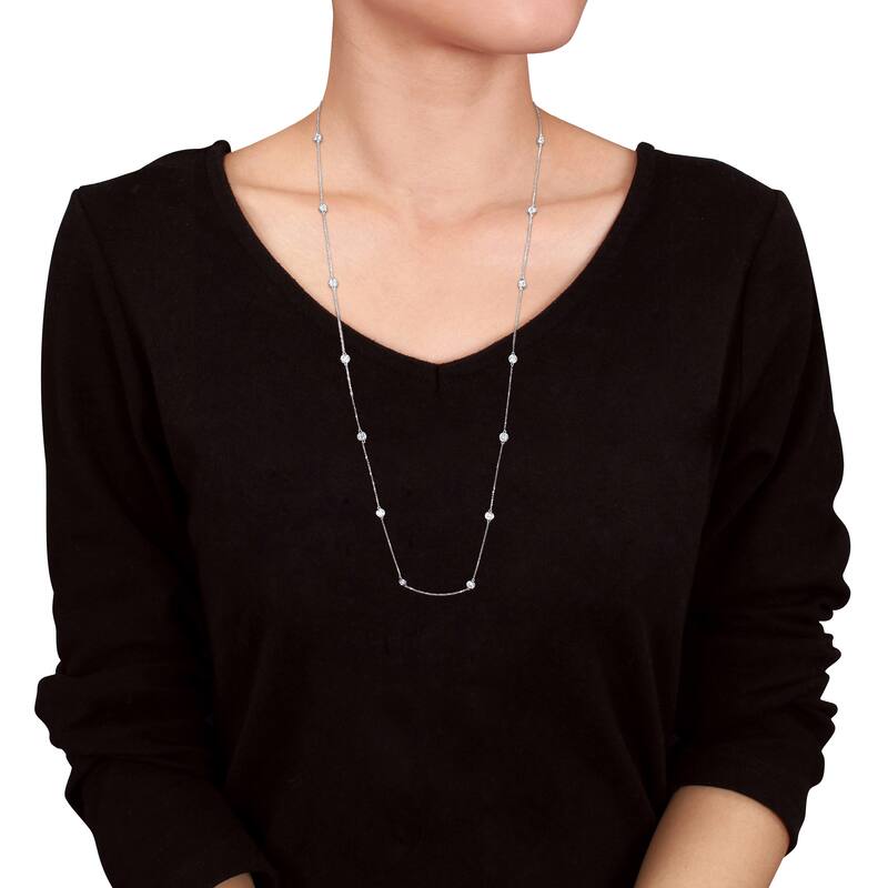 4ct TW Lab-Grown Diamond Station Necklace in 14k White Gold - 32 in