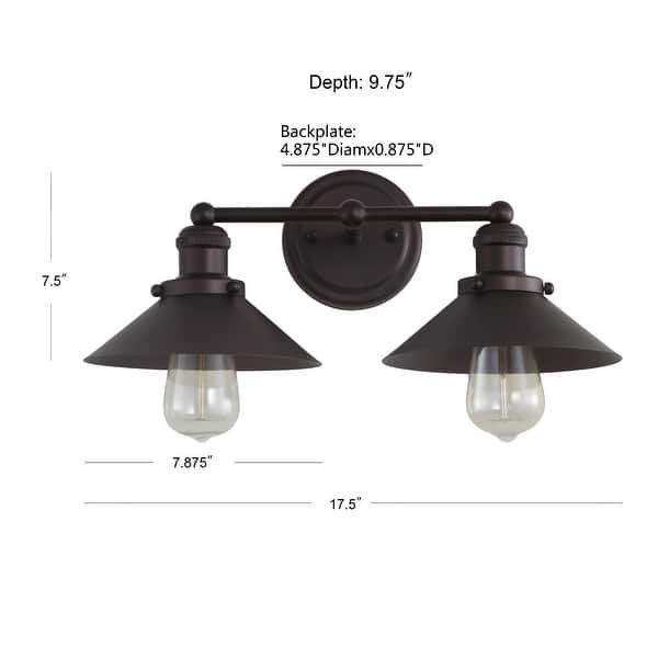 dimension image slide 7 of 22, JONATHAN Y Florence Metal Shade Sconce