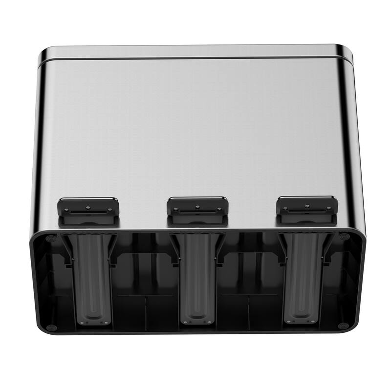 12 Gallons Rectangular Recycling Trash Can with 3 Compartments, Silver