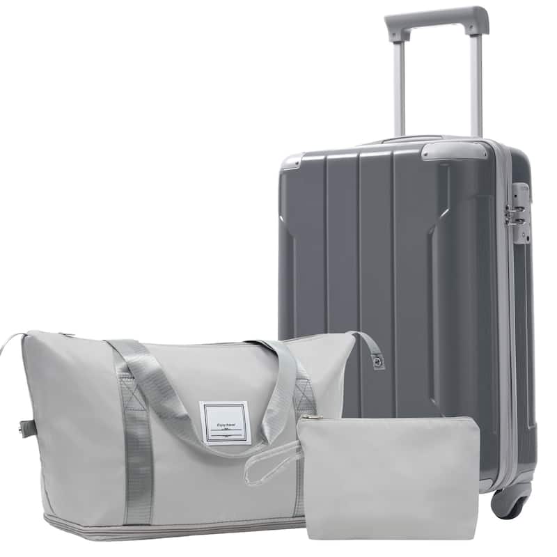 20 Inch Carry On Luggage Set 3 Piece with Spinner Wheels, Lightweight Hardshell ABS Suitcase - Cool Gray