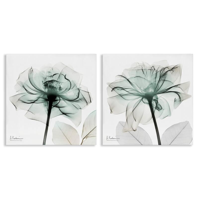 Stupell Serene Emerald Rose Canvas Wall Art Design By Albert Koetsier (Set of 2) - 24 x 24