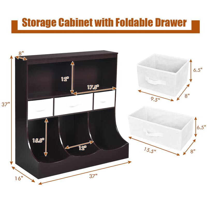 Costway Freestanding Multi-Bin Storage Cubby with 3 Baskets - See Description