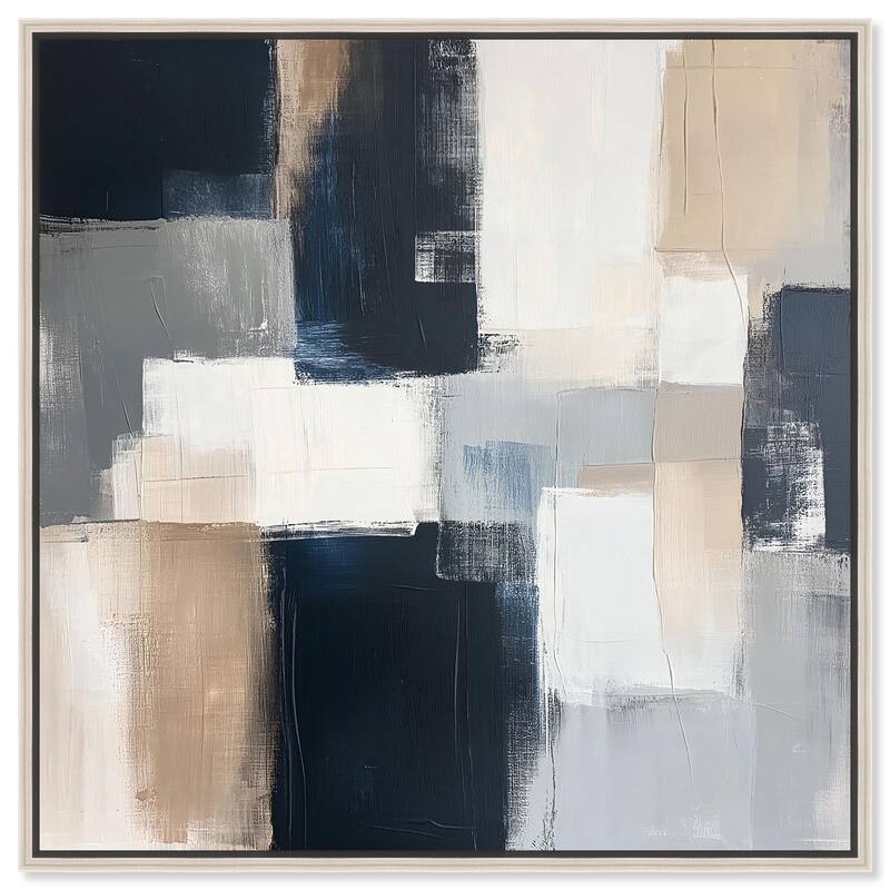 Blue and Tan Abstraction I Canvas by Art Remedy - Silver - 20" x 20"