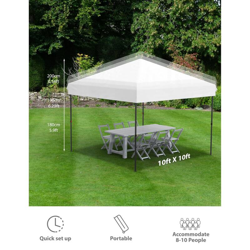 10x10 Feet Instant Pop-Up Canopy Tent, 3 Detachable Sidewalls - 10*10Ft