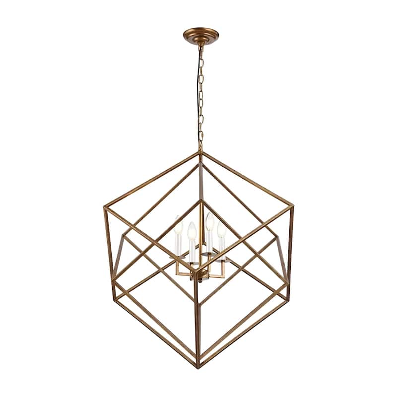 26" Steel Cage Medium Size Adjustable Lantern Iron Art Design Candle-Style Chandelier Pendant Lamp