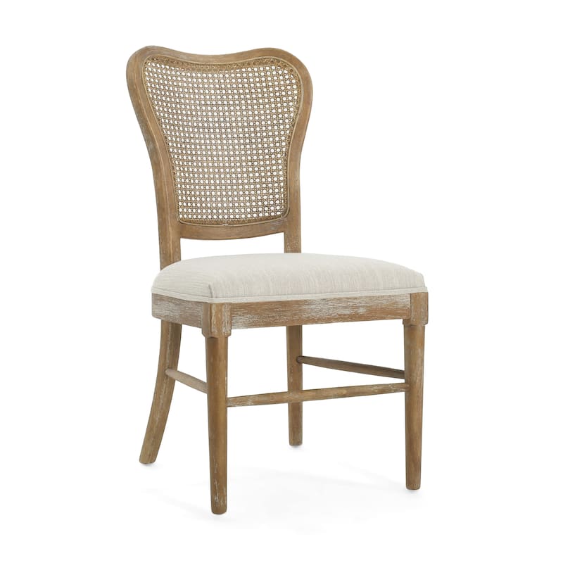 Vintage Dining Chairs Set of 2 with Cane Detail and Upholstered Seat