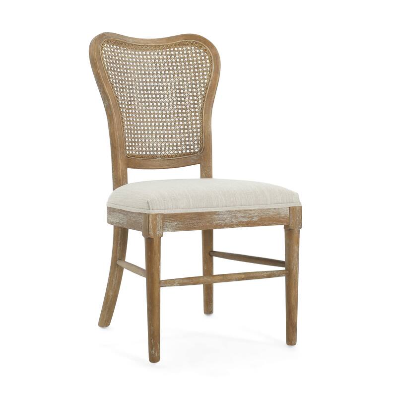 Wooden Dining Chairs Set of 2, Retro Rattan Chairs, Comfy Accent Armchairs for Living Room, Kitchen, Dining Room