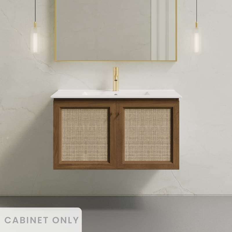 Classe 36" Wall-Mounted Bathroom Vanity In Brown Oak Without Sink Top - 36
