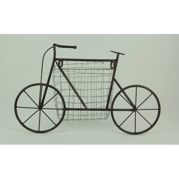 Shop Vintage Bicycle And Basket Metal Wall Sculpture Overstock