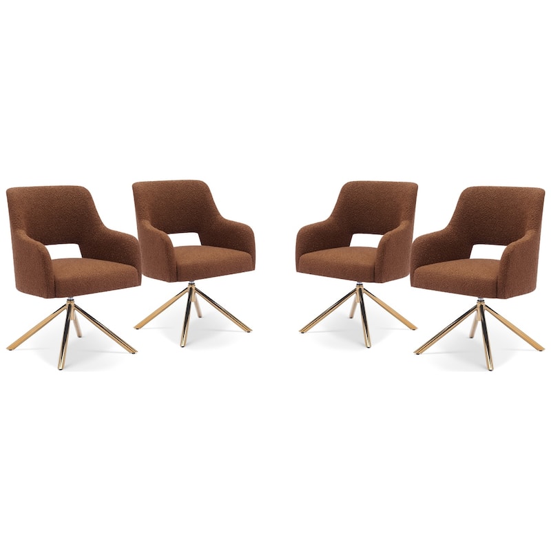 Boucle Polyester Upholstered Swivel Accent Chair - Stain Resistant (Set of 4) - Rust Orange