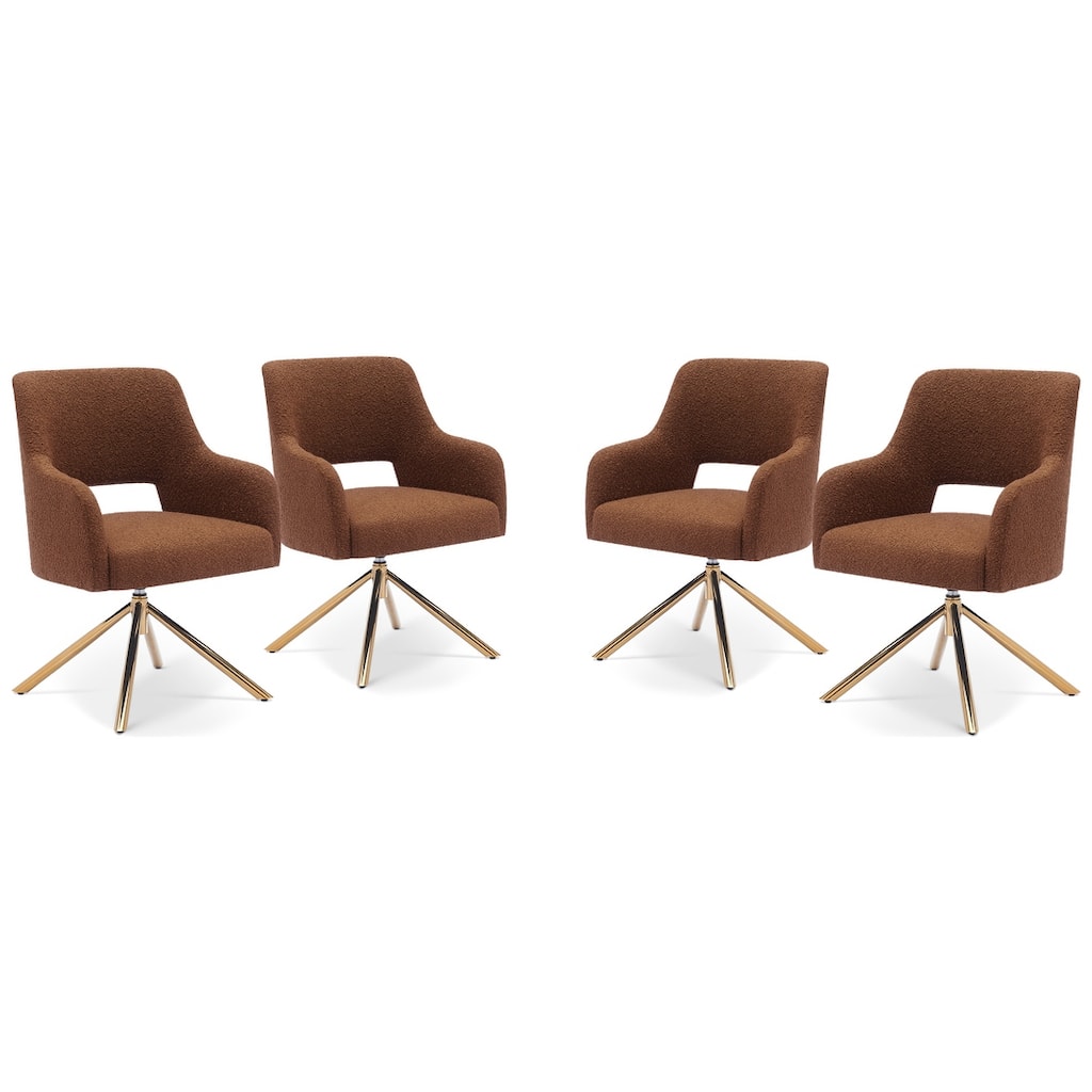 Boucle Polyester Upholstered Swivel Accent Chair - Stain Resistant (Set of 4)