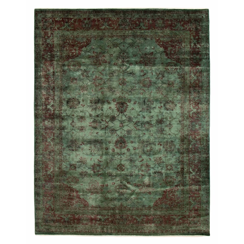 ECARPETGALLERY Hand-knotted Vibrance Green Wool Rug - 9'0 x 11'6 - Green - 9'0 x 11'6