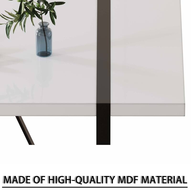 55" Modern Rustic Industrial Dining Table Engineered Wood Top & Black Metal Frame, Seats 4-6