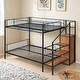 preview thumbnail 2 of 15, Twin Over Full Metal Bunk Bed w/Shelving & Storage Ladder and Wardrobe