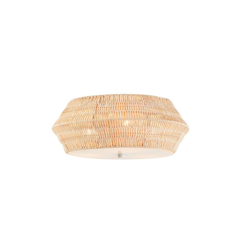 INK+IVY Mililani Boho Bamboo Flush Mount Ceiling Light