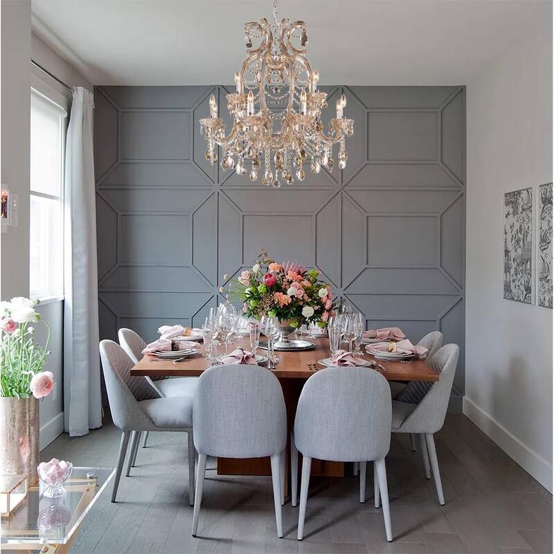 24-Light Gold Chandelier With Champagne Crystals