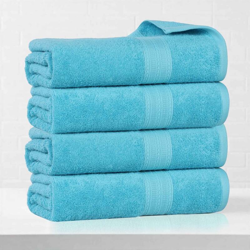 Eco-Friendly Sustainable Cotton Bath Towel by Superior (Set of 4) - Turquoise