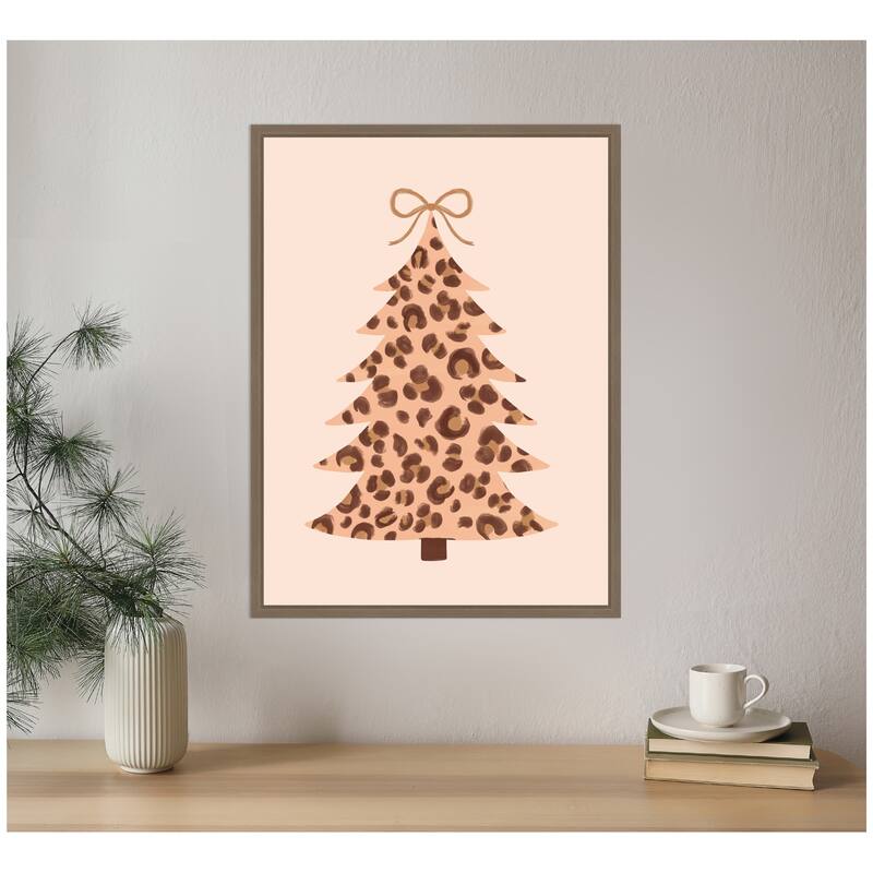 Kate and Laurel Sylvie Framed Canvas Trendy Tree by Aislinn Simmonds Duchess Plum