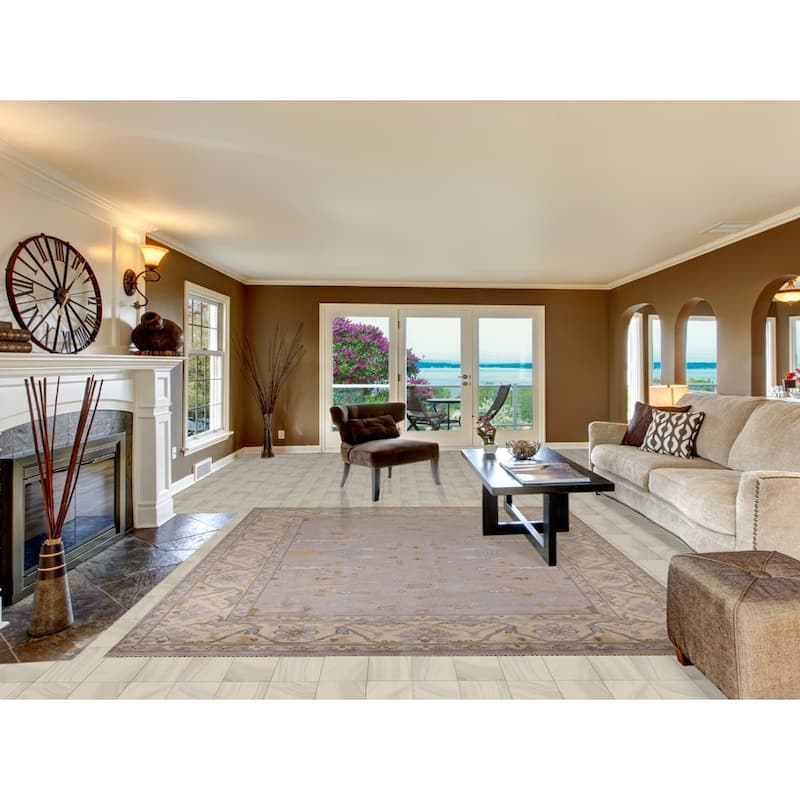 Earth Tone Oushak Indian Area Rug Handmade Transitional Wool Carpet - 8'0"x 9'9"