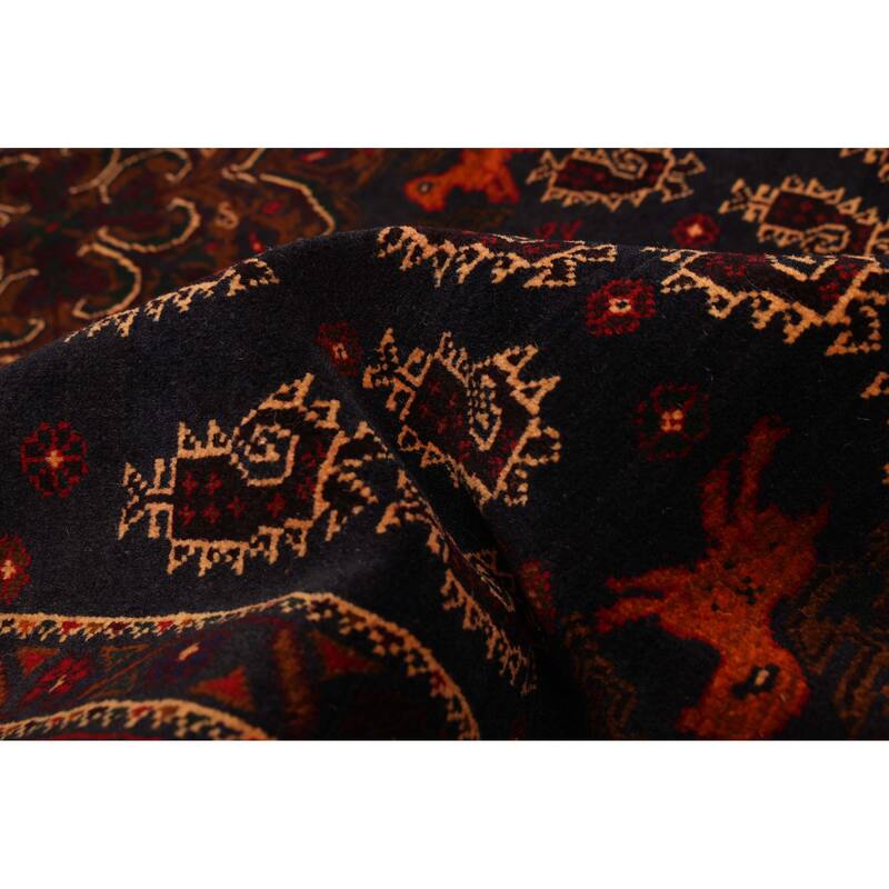 ECARPETGALLERY Hand-knotted Teimani Dark Navy Wool Rug - 3'11 x 7'0