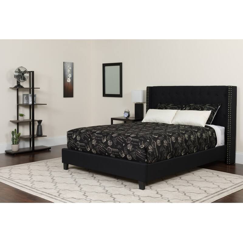 Tufted Upholstered Platform Bed with Pocket Spring Mattress
