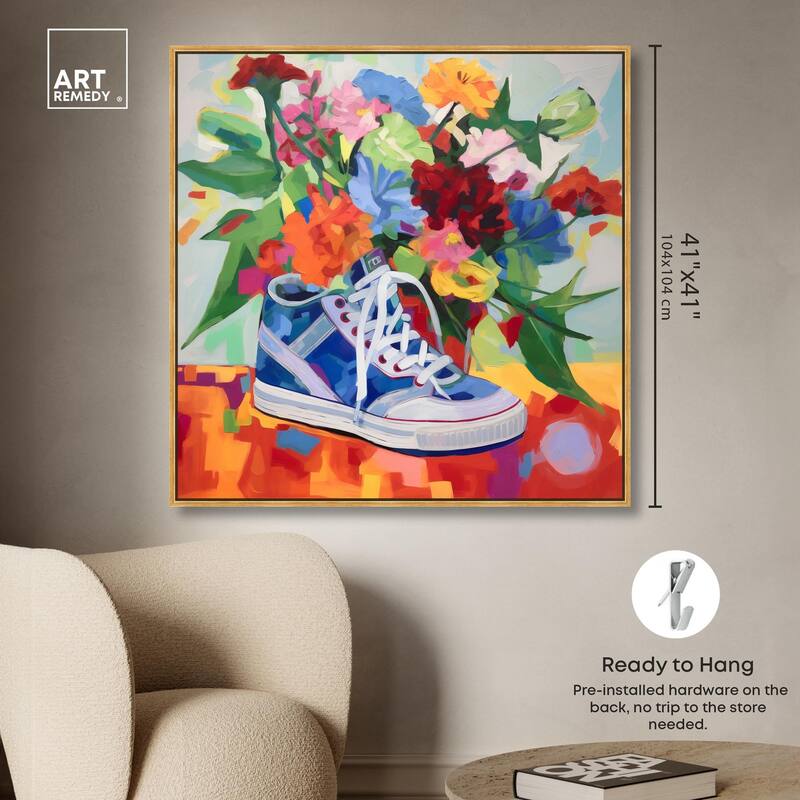 Colorful Sneaker Bouquet Canvas by Art Remedy