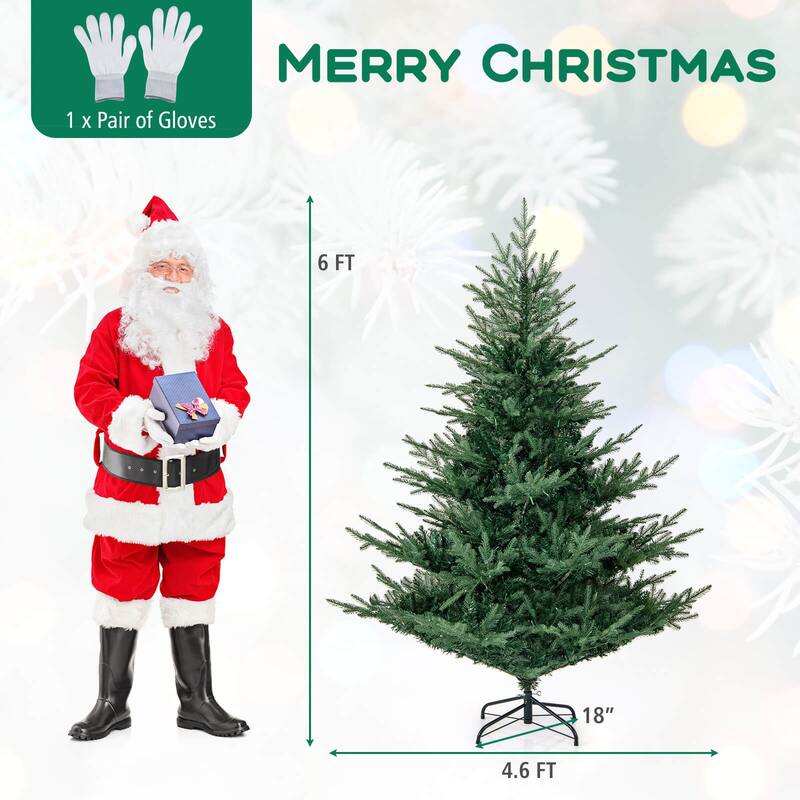 Costway 6/7 FT Artificial Christmas Tree with 830 Branch Tips 260 LED - See Details - Green