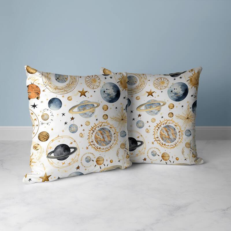 Space Fusion Faux Suede Reversible Throw Pillow White and Blue