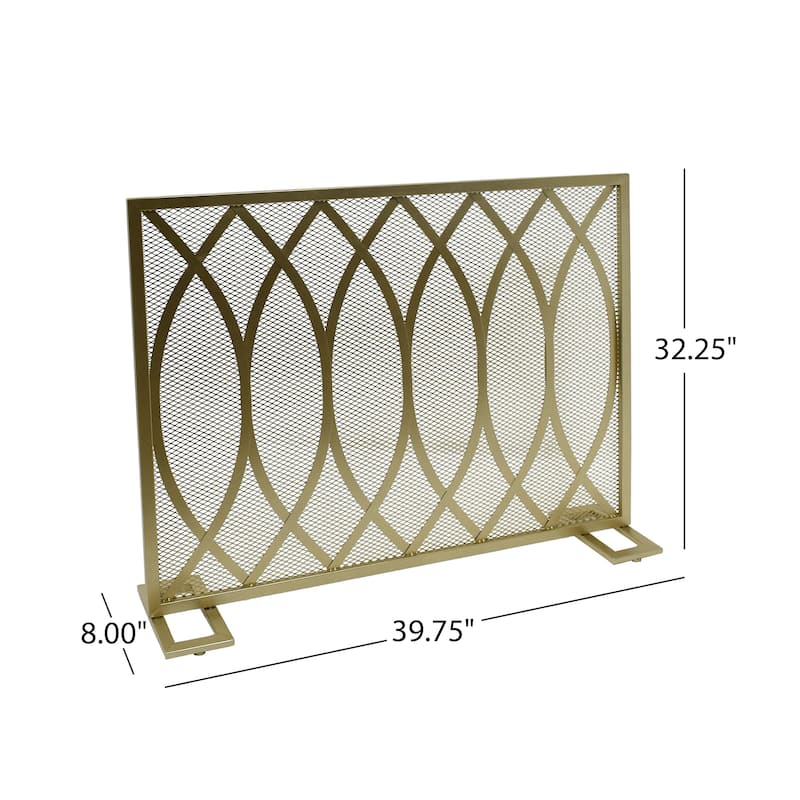 Contemporary Iron Fireplace Screen with Single Panel Design, 30.75\