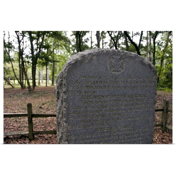 "Stone marker, site of "Lost Colony" Roanoke Island" Poster Print
