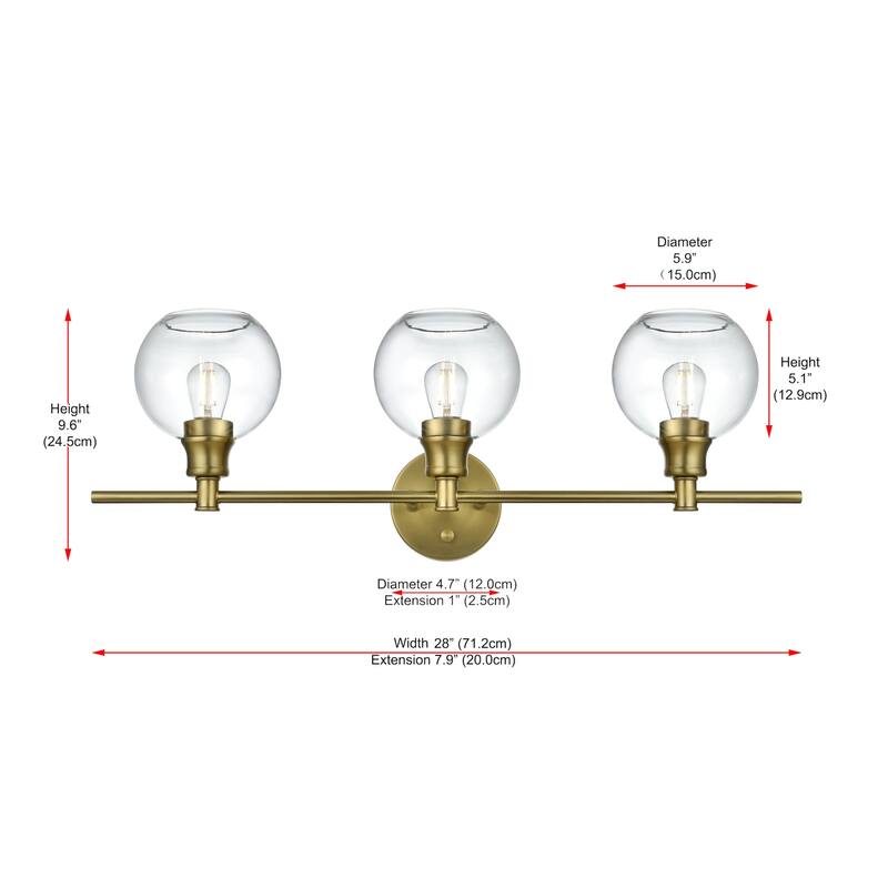 Elegant Lighting Collier 3 Light 28" Wide Bathroom Vanity Light with