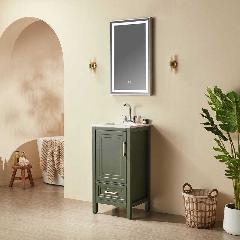 Fully Assembled 18" Freestanding Single Bathroom Vanity with Top