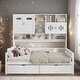 preview thumbnail 1 of 9, White Wooden Full Size Kids Bed Daybed, All-in-One Cabinet Bed with 2 Drawers White