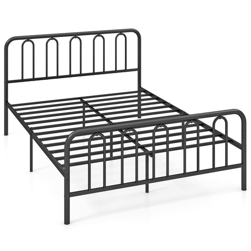Gymax Stylish Queen Size Metal Bed Frame Platform Bed Base w/