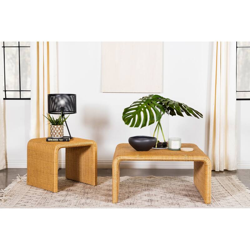 Cahya Rattan Coffee and End Table Set - 2-Piece Set - Natural