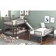 preview thumbnail 5 of 7, Gray Triple Bunk Bed with Slide, Convertible Design, and Full-Length Guardrails