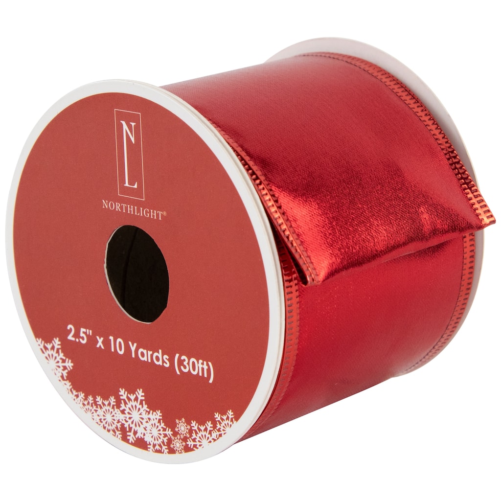 Shimmering Red Wired Craft Christmas Ribbon 2.5" x 10 Yards