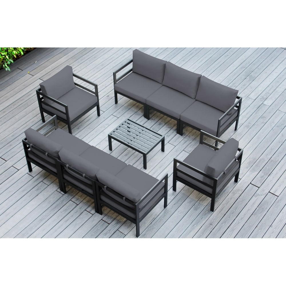 Ohana Outdoor 9-pc. Cushioned Aluminum Sectional - No Assembly