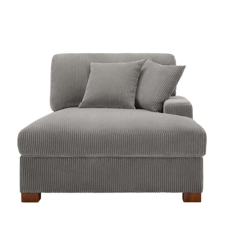 Modern L-Shaped Corduroy Modular Sectional Couch Sofa with Pillows